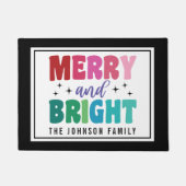 Vrolijk en helder Retro Style Monogram Kerstmis Deurmat (Voorkant)