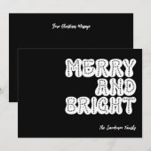 Vrolijk en helder Retro Trendy Wit Zwart Feestdagenkaart (Voorkant / Achterkant)