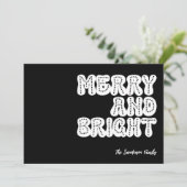 Vrolijk en helder Retro Trendy Wit Zwart Feestdagenkaart (Staand voorkant)