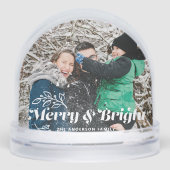 Vrolijk en helder Retro Typografie Foto Kerstmis Sneeuwbol (Voorkant)