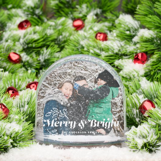 Vrolijk en helder Retro Typografie Foto Kerstmis Sneeuwbol (Kerstmis)