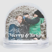 Vrolijk en helder Retro Typografie Foto Kerstmis Sneeuwbol (Achterkant)