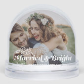 Vrolijk en helder Retro Typografie Foto Kerstmis Sneeuwbol (Voorkant)