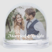 Vrolijk en helder Retro Typografie Foto Kerstmis Sneeuwbol (Achterkant)