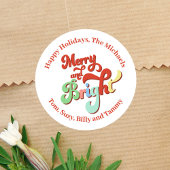 Vrolijk en helder Retro vakantie gepersonaliseerd Ronde Sticker