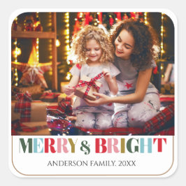 Vrolijk en helder Retro wit Familie Foto Keramisch Vierkante Sticker