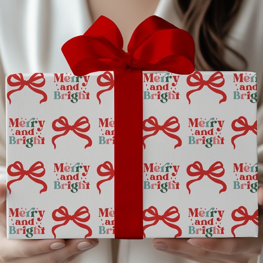 Vrolijk en helder rode strikjes kerstvakantie cadeaupapier