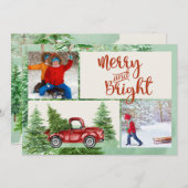 Vrolijk en helder rode vrachtwagen Kerstkaart (Voorkant / Achterkant)