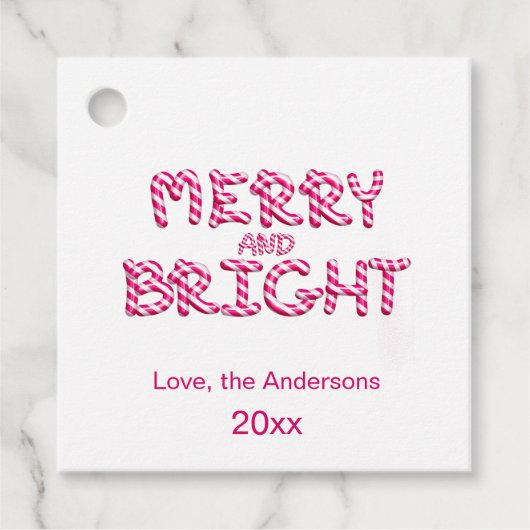 Vrolijk en helder rood Candy Cane Kerstmis Bedankjes Labels (Voorkant)