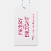 Vrolijk en helder rood Candy Cane Kerstmis Cadeaulabel (Achterkant)