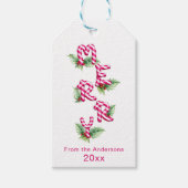 Vrolijk en helder rood Candy Cane Kerstmis Cadeaulabel (Voorkant)