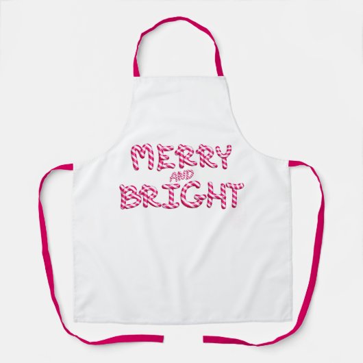 Vrolijk en helder rood Candy Cane Kerstmis Schort (Voorkant)