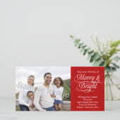 Vrolijk en helder, rood damast feestdagenkaart (Staand voorkant)