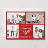 Vrolijk en Helder, Rood Damast Feestdagenkaart (Voorkant)