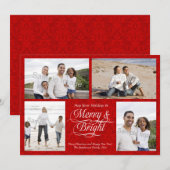 Vrolijk en Helder, Rood Damast Feestdagenkaart (Voorkant / Achterkant)