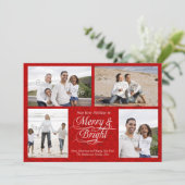 Vrolijk en Helder, Rood Damast Feestdagenkaart (Staand voorkant)