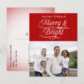 Vrolijk en helder, rood damast feestdagenkaart (Voorkant / Achterkant)