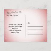 Vrolijk en helder, rood damast feestdagenkaart (Achterkant)