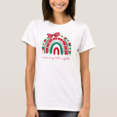 Vrolijk en helder rood en groen Kerstmis regenboog T-shirt (Voorkant)