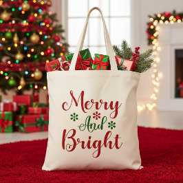 Vrolijk en helder rood en groen Kerstmis Tote Bag