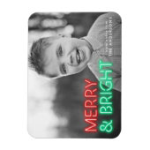 Vrolijk en helder rood & groen neon vakantiefoto magneet (Verticaal)