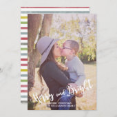 Vrolijk en helder rood groene kerstfoto feestdagenkaart (Voorkant / Achterkant)