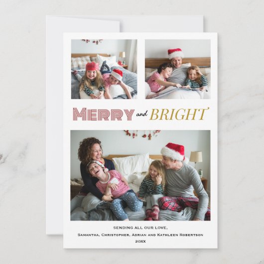 Vrolijk en helder rood kerstfeest feestdagenkaart (Voorkant)