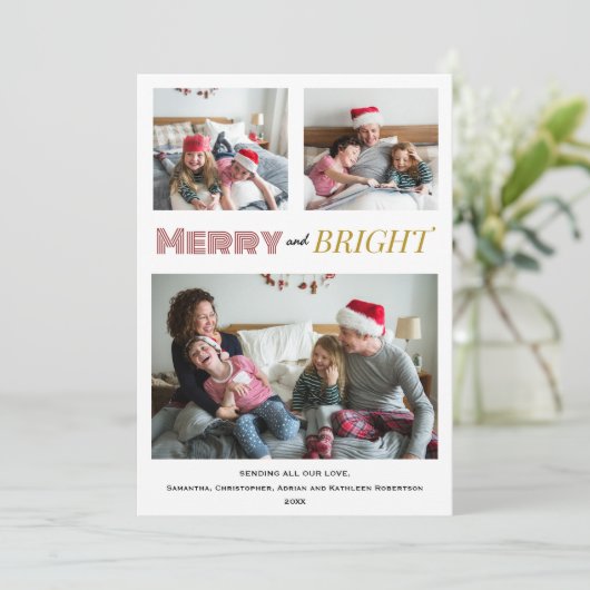 Vrolijk en helder rood kerstfeest feestdagenkaart (Staand voorkant)