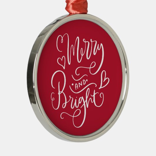 Vrolijk en helder rood kerstfeest metalen ornament (Rechts)