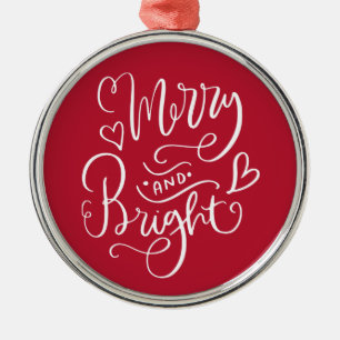 Vrolijk en helder rood kerstfeest metalen ornament