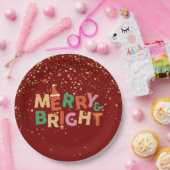 Vrolijk en helder rood kerstfeest papieren bordje (Feest)