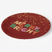 Vrolijk en helder rood kerstfeest papieren bordje (Gekanteld)