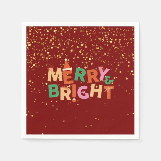 Vrolijk en helder rood kerstfeest servet (Voorkant)