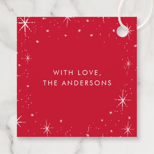 Vrolijk en helder rood Kerstmis Bedankjes Labels (Achterkant)