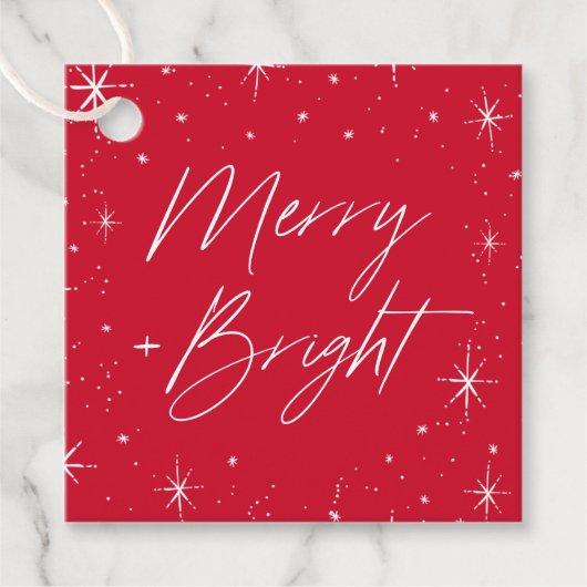 Vrolijk en helder rood Kerstmis Bedankjes Labels (Voorkant)