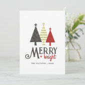 Vrolijk en helder rood Kerstmis Feestdagenkaart (Staand voorkant)