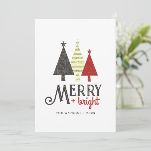 Vrolijk en helder rood Kerstmis Feestdagenkaart (Staand voorkant)