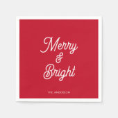 Vrolijk en helder rood kerstpapier servet (Voorkant)