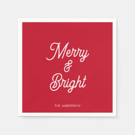 Vrolijk en helder rood kerstpapier servet