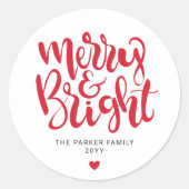 Vrolijk en helder rood Modern Minimal Holiday Ronde Sticker (Voorkant)