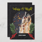 Vrolijk en helder rood moderne kerst feestdagenkaart (Voorkant / Achterkant)