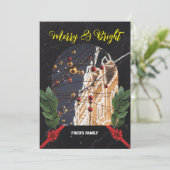 Vrolijk en helder rood moderne kerst feestdagenkaart (Staand voorkant)