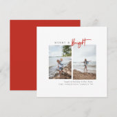 Vrolijk en helder rood moderne minimalistische fot feestdagenkaart (Voorkant / Achterkant)