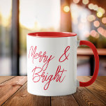 Vrolijk en helder rood script mok<br><div class="desc">Vroegere en heldere Mok met rode scripten</div>
