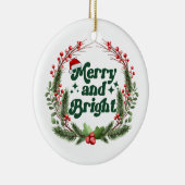 Vrolijk en helder rood wit groen Schattigee kerst Keramisch Ornament (Rechts)