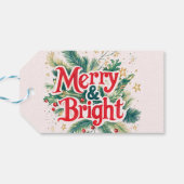 Vrolijk en helder rood witte kerst cadeaulabel (Achterkant Horizontaal)