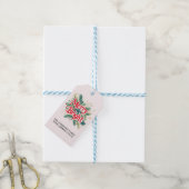 Vrolijk en helder rood witte kerst cadeaulabel (Met Touw)