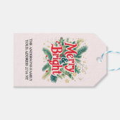 Vrolijk en helder rood witte kerst cadeaulabel (Voorkant (Horizontaal))