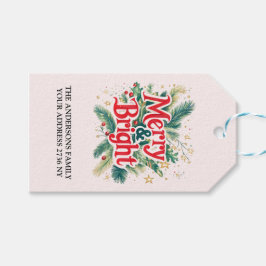 Vrolijk en helder rood witte kerst cadeaulabel