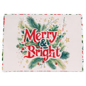 Vrolijk en helder rood witte kerst groot cadeauzakje (Voorkant)